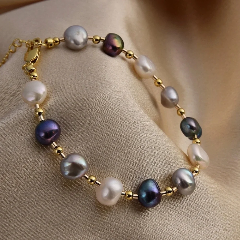 Gold Plated Gold Luck Cultured Pearl Bracelet